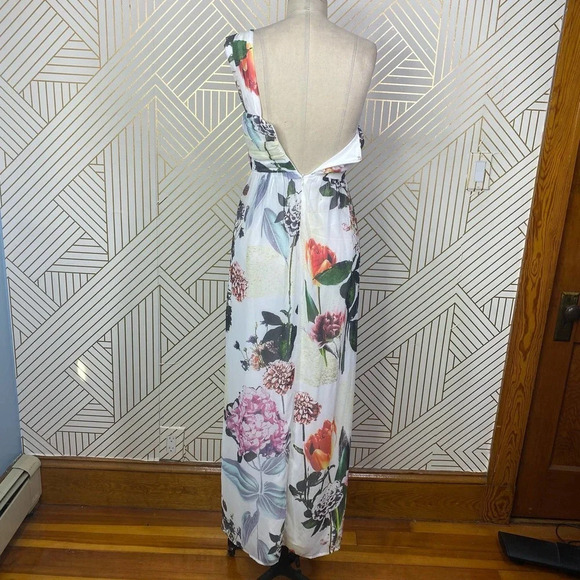 ASOS Floral One Shoulder Maxi Dress in White Size 2 - Picture 8 of 12
